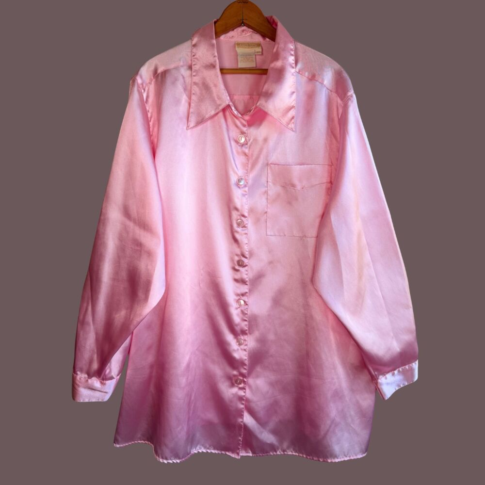 Vintage Bonjour Satin Button Down Loungewear
